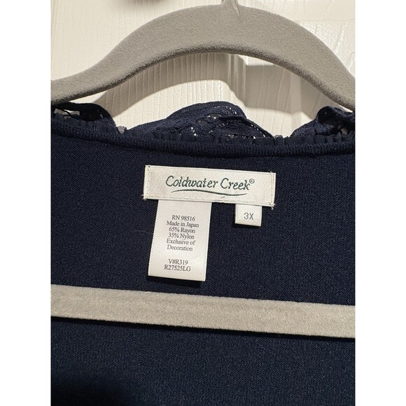 Coldwater Creek Ruffle Cardigan Dark Blue Button Up Womens Size 3X - Picture 4 of 8